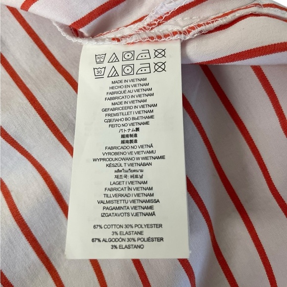 Michael Kors White and Orange Ruched Bell Sleeve Blouse - Picture 6 of 8